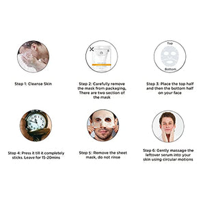 The Man Company Vitamin C Sheet Mask with Hyaluronic Acid & Lemon | Boosts Collagen, Brightening | Improves Skin Tone, Deep Cleanses & Removes Excess Oil - 25ml*2