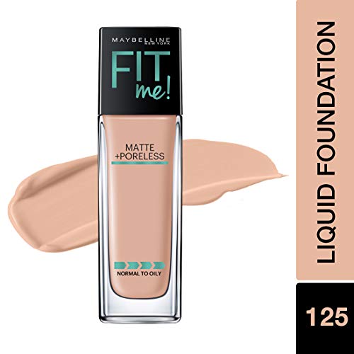 Maybelline New York Fit Me Matte+Poreless Liquid Foundation (With Pump), 125 Nude Beige, 30ml