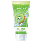 Lakmé Blush & Glow Kiwi Refreshing Gel Face Wash 100 g, With 100% Natural Fruit for Glowing Skin - Daily Gentle Exfoliating Facial Cleanser