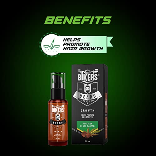 Biker's  Beard Growth Oil with Jamaican Black Castor, Helps Promote Hair Growth for Men, Brown, Fresh, 30 ml