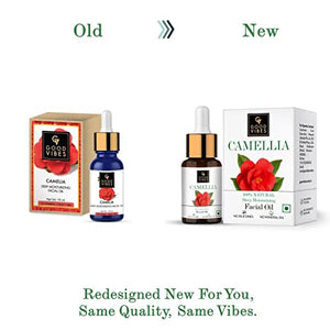 Good Vibes 100% Natural Camellia Deep Moisturizing Facial Oil, 10 ml | Lightweight Nourishing Hydrating Formula For All Skin Types | Soft Glowing Skin Naturally | No Parabens & Sulphates