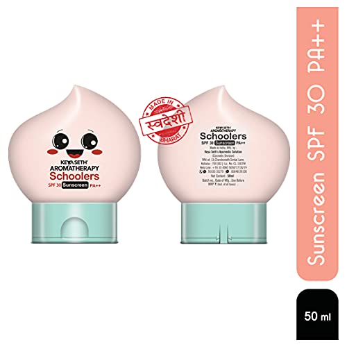 Keya Seth Aromatherapy, Schoolers Sunscreen SPF 30 PA++ for Kids Mineral Based Lotion -Paraben & Sulphate Free 50ml.