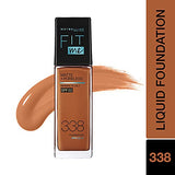 Maybelline New York Fit Me Matte + Poreless Liquid Foundation, 338 Spicy Brown | Matte Foundation | Oil Control Foundation | Foundation With SPF, 30 ml