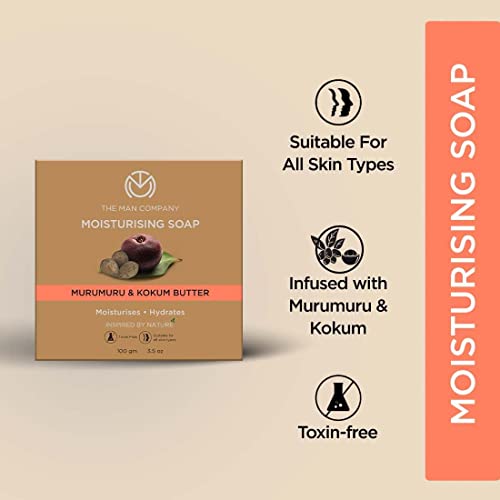 The Man Company Moisturising Soap Bar with Murumuru & Kokum Butter (Combo Pack of 4) for Long Lasting Freshness | Glowing and Soft Skin | All Skin Types -100 gm -BUY 3 GET 1 FREE