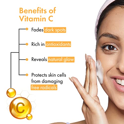 Good Vibes Vitamin C Glow Foaming Face Wash With Deep Cleansing Brush, 150 ml Non-Drying Brightening Face Cleanser For Clear Skin | No Parabens, No Sulphates, No Animal Testing