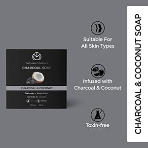 The Man Company Charcoal Soap with Coconut | Detoxes & Nourishes | Infused With Charcoal & Coconut | Toxin-free | Suitable For All Skin Types | Prevents Dryness | Removes Dead Skin - 100gm*2