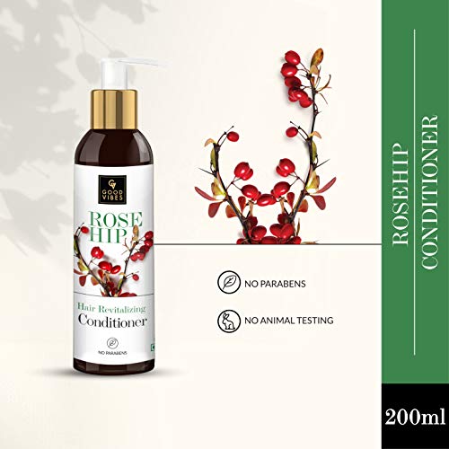 Good Vibes Rosehip Hair Shine Conditioner - 200 ml - For Dry, Dull and Frizzy Hair - Hydrate Nourish for Shiny and Soft Hair - Cruelty and Paraben Free