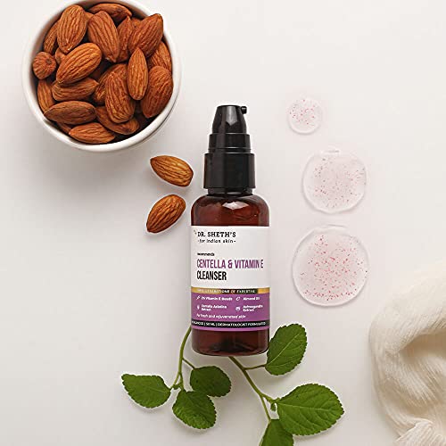 Dr. Sheth's Centella & 2% Vitamin E Face Cleanser - Vegan with Almond Oil, Ashwagandha And Aloe Vera Extract for Fresh, & Glowing Skin | Repairs & Hydrates Skin, 100ml
