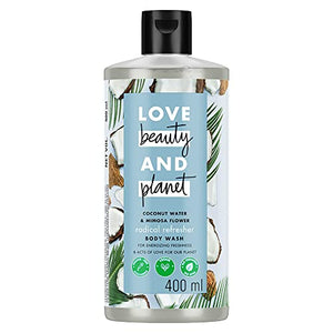 Love Beauty & Planet Refreshing Body Wash 400 ml, with Coconut Water & Mimosa Flower Aroma, Hydrating Sulphate Free, Paraben Free - Liquid Shower Gel