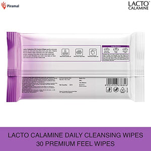 Lacto Calamine Oil Control Face Wipes with Neem, Vitamin B3 and Aloe Vera, No Parabens, Alcohol Free, White, 90 Count, Pack of 3