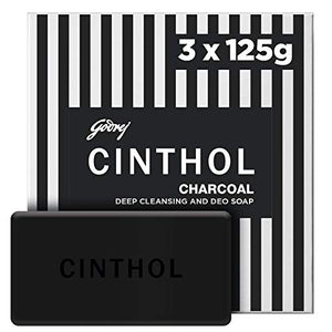 Cinthol Charcoal Deep Cleansing and Deo Bath Soap for Oil-free Skin, Pack of 3 (125g each)
