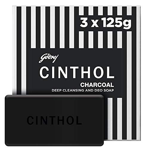 Cinthol Charcoal Deep Cleansing and Deo Bath Soap for Oil-free Skin, Pack of 3 (125g each)
