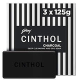 Cinthol Charcoal Deep Cleansing and Deo Bath Soap for Oil-free Skin, Pack of 3 (125g each)