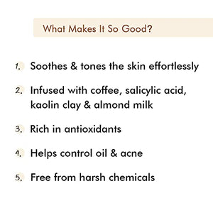 mCaffeine Cappuccino Coffee Face Mask (100gm) for Acne and Oil Control | Face Pack with Kaolin Clay and Almond Milk | Kills 99.9% Acne Causing Germs | SLS & Paraben Free