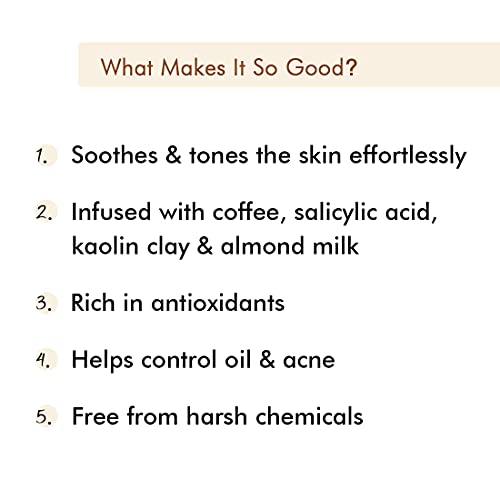 mCaffeine Cappuccino Coffee Face Mask (100gm) for Acne and Oil Control | Face Pack with Kaolin Clay and Almond Milk | Kills 99.9% Acne Causing Germs | SLS & Paraben Free