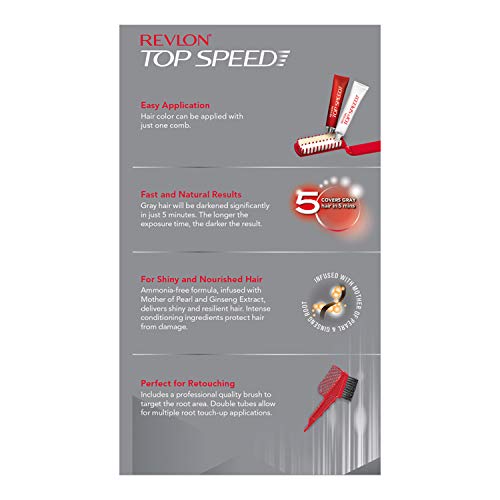 Revlon Top Speed Hair color Women, Brownish Black 68 |No ammonia | With Ginseng root extract and mother of pearl