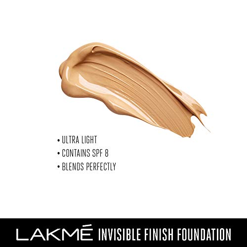Lakme Invisible Finish SPF 8 Liquid Foundation, Shade 01, Ultra Light Water Based Face Makeup for Glowing Skin - Full Coverage, Natural Finish, 25 ml