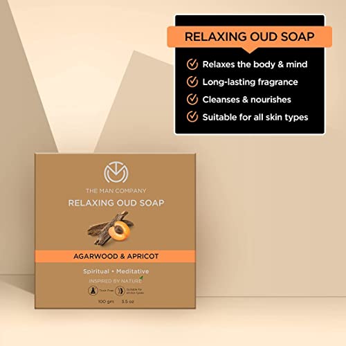 The Man Company Relaxing Oud Bath Soap Bar with Agarwood & Apricot ( Combo Pack of 4 ) for Long-Lasting Freshness | Glowing, Soft & Supple Skin | Refreshing Fragrance | All Skin Types-100gm-BUY 3 GET 1 FREE
