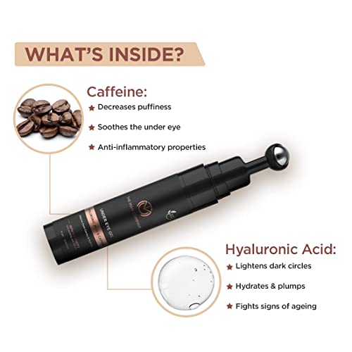 The Man Company Under Eye Cream Gel With Cooling Massage Roller For Dark Circles, Fine Lines & Puffy Eyes with Caffeine & Hyaluronic Acid – 15gm