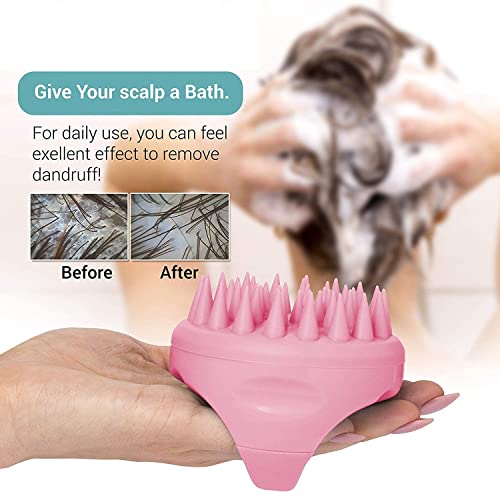 FLYNGO Hair Scalp Massager Scrub Shampoo Brush with Soft Silicone Bristles Exfoliator Ergonomic Scrubber Comb for Dandruff Removal, Improve Hair growth Relax Thick Curly Hair for Men, Women