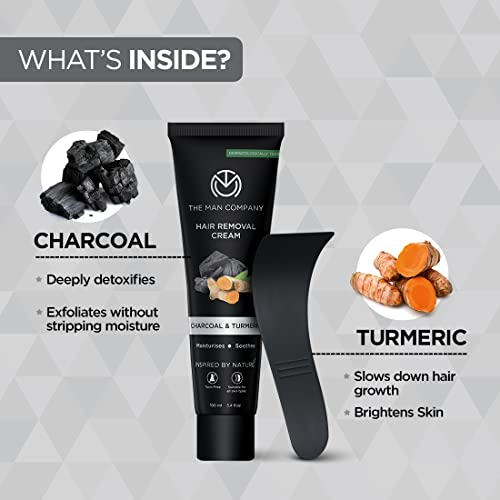 The Man Company Hair Removal Cream for Men Enriched with Charcoal & Turmeric | Dermatologically Tested | For All Skin Types - 100gm