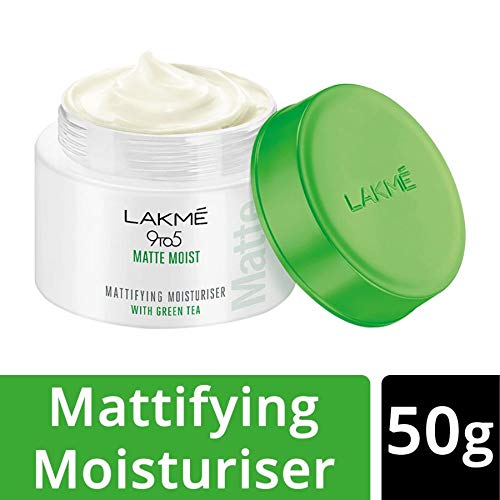 Lakmé 9To5 Matte Moist Mattifying Moisturiser with Green Tea, 12 Hour Moisturised Matte Looking Skin