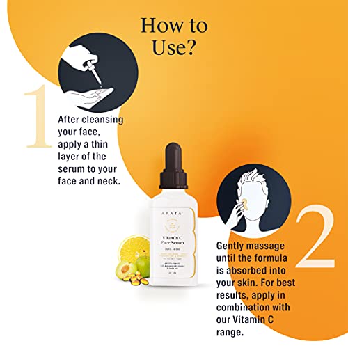 Arata Vitamin C Face Serum For Glowing Skin (30 ML) | Anti-Aging, Boosts Collagen & Targets Pigmentation | All Skin Types | All-Natural, Vegan & Cruelty-Free