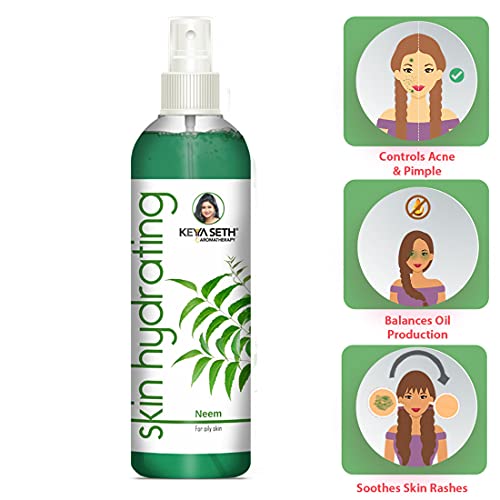 Keya Seth Aromatherapy Skin Hydrating Neem Toner – Anti Acne & Pimple, For Oily Skin. Control Excess Oil & Revitalizing Natural Glow Enriched with Pure Neem & Sweet Geranium Essential Oil. (Pack Of 2)