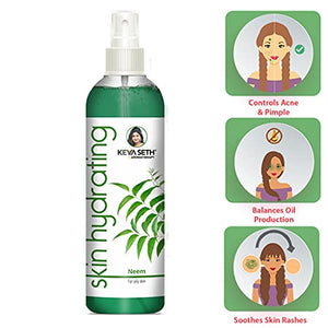 Keya Seth Aromatherapy Skin Hydrating Neem Toner – Anti Acne & Pimple, For Oily Skin. Control Excess Oil & Revitalizing Natural Glow Enriched with Pure Neem & Sweet Geranium Essential Oil.