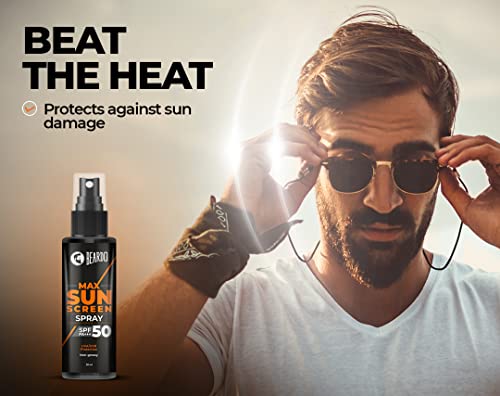 Beardo Max Sunscreen Spray SPF-50 P+++ for Indian men, 50ml | Non-greasy Sunscreen | Suitable for Oily, Acne Prone Skin | Oil Free Sunscreen
