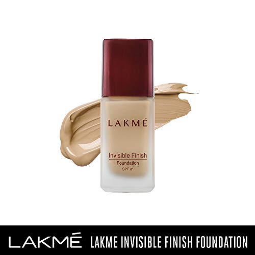 Lakmé Invisible Finish SPF 8 Foundation, Shade 04, Lightweight, Water Based, Liquid Foundation For Natural Glow, 25 ml
