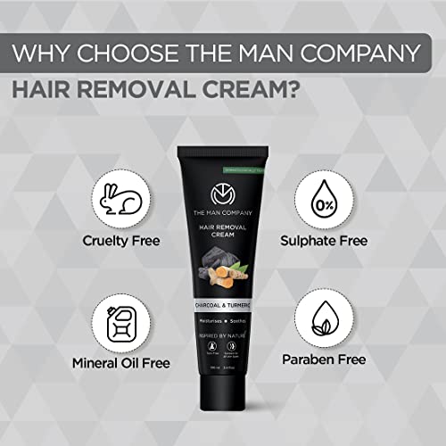 The Man Company Hair Removal Cream for Men Enriched with Charcoal & Turmeric | Dermatologically Tested | For All Skin Types - 100gm