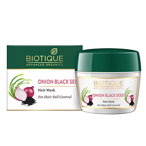 Biotique Onion Black Seed Hair Mask, Ideal for Hair Fall Control, 175g | Hair Nourishment, Hairfall control