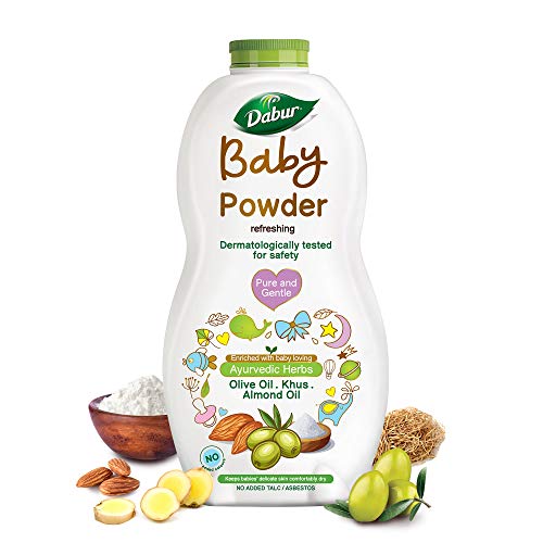 Dabur Baby Powder: No added Talc and Asbestos | Contains Oat Starch , Arrowroot Powder & Amba Haldi |Hypoallergenic & Dermatologically Tested with No Paraben & Phthalates - 300 g