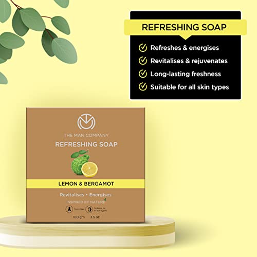 The Man Company Refreshing Bathing Soap Bar Combo with Lemon & Bergamot | Refreshes, Energises, Moisturises & Rejuvenates The Skin | Long-lasting Freshness | For All Skin Types - 100 gm(Pack of 2)