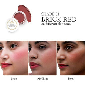 Just Herbs Ayurvedic, Natural Lip & Cheek Tint, Blush For Women - SLS ,Chemical & Paraben Free - 01 Brick Red (Creamy Matte)