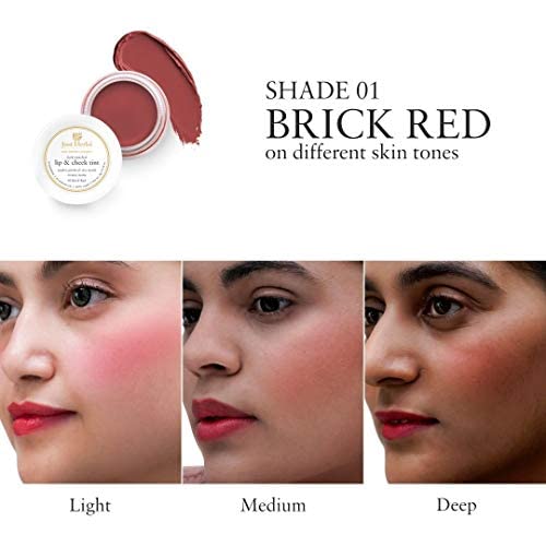 Just Herbs Ayurvedic, Natural Lip & Cheek Tint, Blush For Women - SLS ,Chemical & Paraben Free - 01 Brick Red (Creamy Matte)