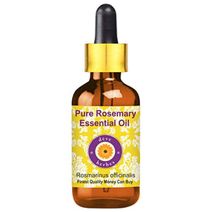Deve Herbes Rosemary Essential Oil (Rosmarinus officinalis) Natural Therapeutic Grade Steam Distilled with Glass Dropper 15ml