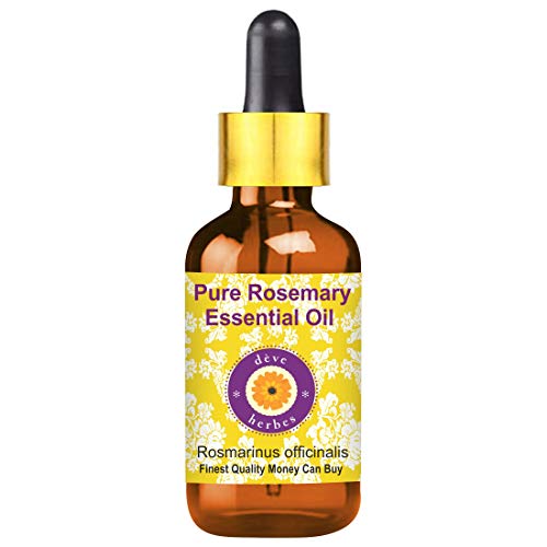 Deve Herbes Rosemary Essential Oil (Rosmarinus officinalis) Natural Therapeutic Grade Steam Distilled with Glass Dropper 15ml