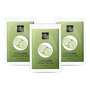 Good Vibes Cucumber Cooling Sheet Mask (Pack of 3) | Lightweight Hydrating Moisturizing Softening Face Serum Sheet Mask For All Skin Types | No Animal Testing