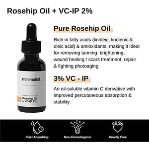 Minimalist De Tan Kit For Men & Women | Lactic Acid (AHA) Exfoliating Serum & Rosehip Oil + Vitamin C Glow Serum Combo