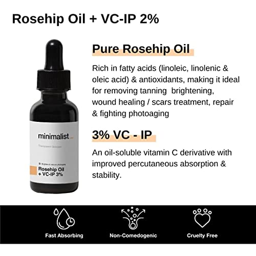 Minimalist De Tan Kit For Men & Women | Lactic Acid (AHA) Exfoliating Serum & Rosehip Oil + Vitamin C Glow Serum Combo