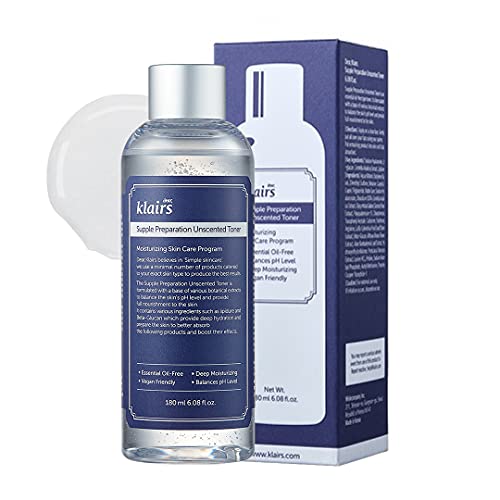 Klairs Supple Preparation Unscented Toner 180Ml Lightweight, Essential Oil Free, Alcohol Free