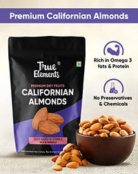 True Elements Californian Almonds 400g (200g x 2) - 100% Natural and Clean Dried Almonds | Badam Dryfruits