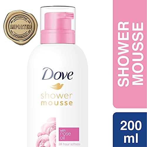 Dove Creamy Shower and Shaving Mousse, Gentle Cleanser Infused with Rose Oil for Nourishment, Gives 24 Hour Softness, Sulphate-Free, 200 ml