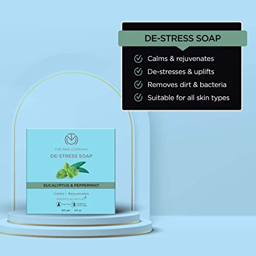The Man Company Refreshing De-stress Soap Bar with Eucalyptus & Peppermint ( Combo Pack of 4 ) for Long-Lasting Freshness | Glowing, Soft & Supple Skin | Calms & Rejuvenates | Cooling Effect | Suitable For All Skin Types-100 gm - BUY 3 GET 1 FREE