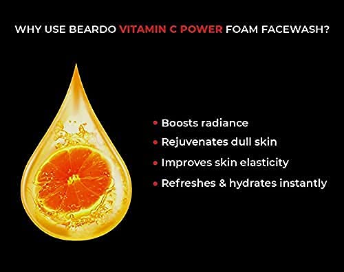 Beardo Vitamin C Power Foam Facewash 130 ml |Cleanses & refreshes | Reduce blemishes & fine lines