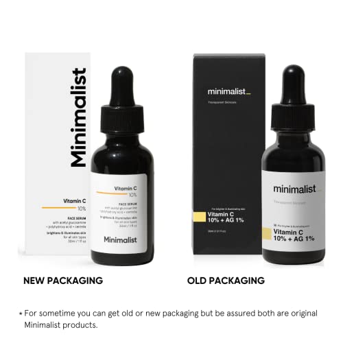 Minimalist 10% Vitamin C Face Serum for Glowing Skin, 30 ml | Highly Stable & Effective Skin Brightening Vit C Serum For Women & Men