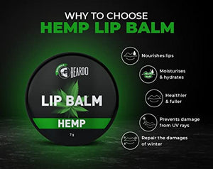 Beardo Hemp Lip Balm (7g) Lip Care for Dry & Chapped Lips | dark lips to lighten | moisturizes and repairs your lips