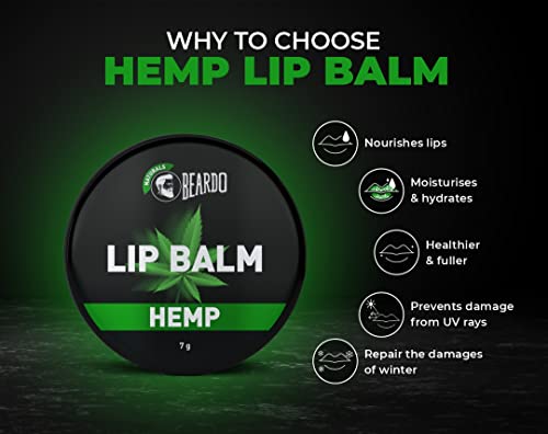 Beardo Hemp Lip Balm (7g) Lip Care for Dry & Chapped Lips | dark lips to lighten | moisturizes and repairs your lips